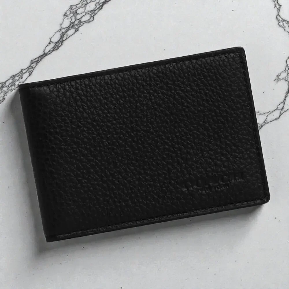 Coach Compact Card Leather Wallet in Black CM167
